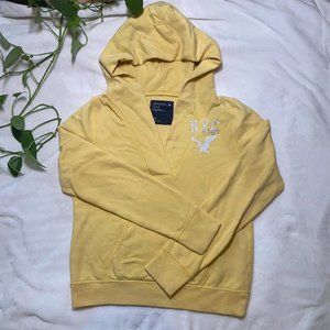 American Eagle Outfitters Hoodie V-Neck Yellow Girls Juniors Size L